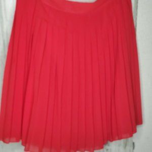 Ann Taylor Loft Women's Red Lined Pleated A Line 2